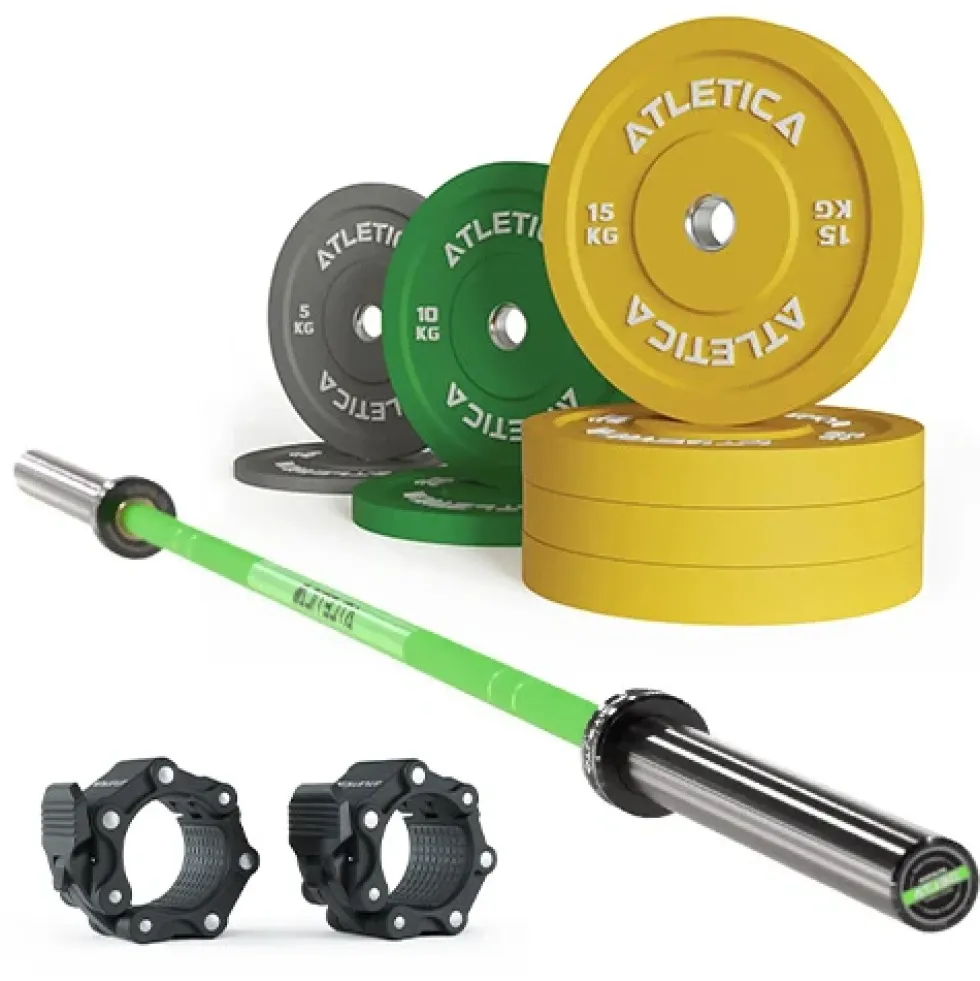 Delta Electric Green SET | Color Bumper Plates 90kg | Pro Hantelverschlüsse