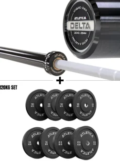 Delta Shadow Set I Delta Langhantel & 120kg Black Bumper Plates