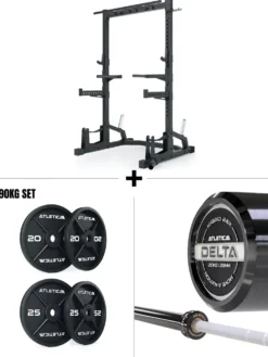 Foundation Set I Squat Rack & Langhantel Delta & 90kg Iron Plates