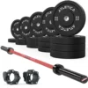 Gamma Langhantel | Bumper Plates Schwarz 300kg | Pro Hantelverschlüsse