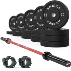 Gamma Langhantel | Bumper Plates Schwarz 300kg | Pro Hantelverschlüsse