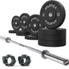 Gamma Langhantel Chrome | Bumper Plates Schwarz 190kg | Pro Hantelverschlüsse