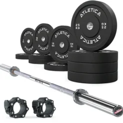 Gamma Langhantel Chrome | Bumper Plates Schwarz 190kg | Pro Hantelverschlüsse