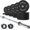 Gamma Langhantel Chrome | Bumper Plates Schwarz 300kg | Pro Hantelverschlüsse