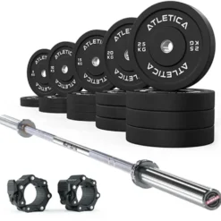 Gamma Langhantel Chrome | Bumper Plates Schwarz 300kg | Pro Hantelverschlüsse