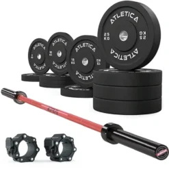 Gamma Langhantel RED | Bumper Plates Schwarz 190kg | Pro Hantelverschlüsse