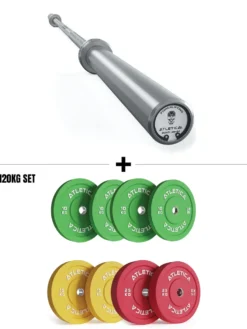 Gamma Spectrum Set I Gamma Chrome Langhantel & 120kg Color Bumper Plates