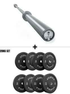 Gamma Shadow Set I Gamma Chrome Langhantel & 120kg Bumper Plates
