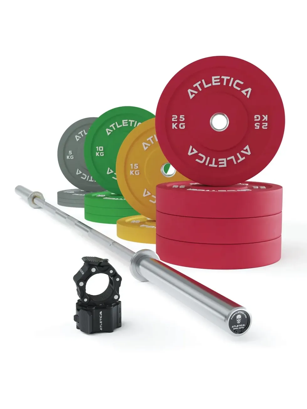 Langhantel Set | Beta Powerlifting | 190kg Color Bumper | Chrome