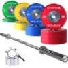 Langhantel Set Beta Chrome I Competition Bumper Plates 260kg I Aluminiumverschlüsse weiß