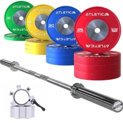 Langhantel Set Beta Chrome I Competition Bumper Plates 260kg I Aluminiumverschlüsse weiß