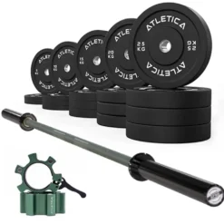 Langhantel Set Beta Military Green I Bumper Plates 300kg I Aluminiumverschlüsse Military Green