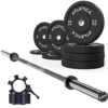 Langhantel SET Delta Battleship Grey | 110 kg Bumper Plates Schwarz | Aluminium Verschlüsse Schwarz