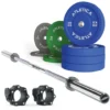 Langhantel Set Delta Chrome I Color Bumper Plates 110 kg I Pro Verschlüsse
