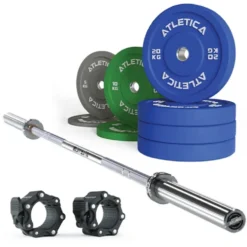 Langhantel Set Delta Chrome I Color Bumper Plates 110 kg I Pro Verschlüsse