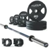 Langhantel Set Delta Dark Blue I 2H Gripper Plates 115kg I Kautschuk Verschlüsse
