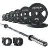 Langhantel Set Delta Dark Blue I 2H Gripper Plates 155kg I Kautschuk Verschlüsse