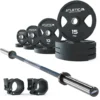 Langhantel Set Delta Dark Blue I 2H Gripper Plates 95kg I Kautschuk Verschlüsse
