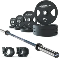 Langhantel Set Delta Dark Blue I 2H Gripper Plates 95kg I Kautschuk Verschlüsse