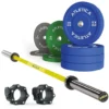 Langhantel Set Delta Electric Yellow | Color Bumper Plates 110kg | Pro Verschlüsse