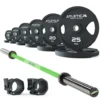 Langhantel Set Delta Electric Green I 2H Gripper Plates 155kg I Kautschuk Verschlüsse