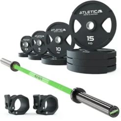 Langhantel Set Delta Electric Green I 2H Gripper Plates 95kg I Kautschuk Verschlüsse