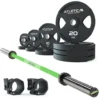 Langhantel Set Delta Electric Green I 2H Gripper Plates 115kg I Kautschuk Verschlüsse