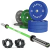 Langhantel Set Delta Electric Green | Color Bumper Plates 110kg | Pro Verschlüsse