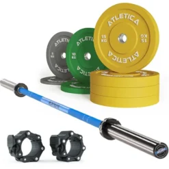 Langhantel Set Delta Electric Blue | Color Bumper Plates 90kg | Pro Verschlüsse