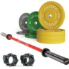 Langhantel Set Delta Electric Red | Color Bumper Plates 90kg | Pro Verschlüsse
