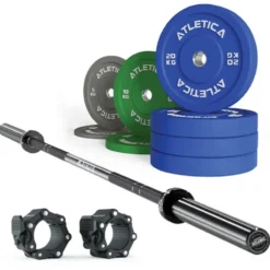 Langhantel Set Delta Tripple Black | Color Bumper Plates 110kg | Pro Verschlüsse