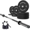 Langhantel SET Delta Triple Black | 110kg Bumper Plates Schwarz | Alu Verschlüsse