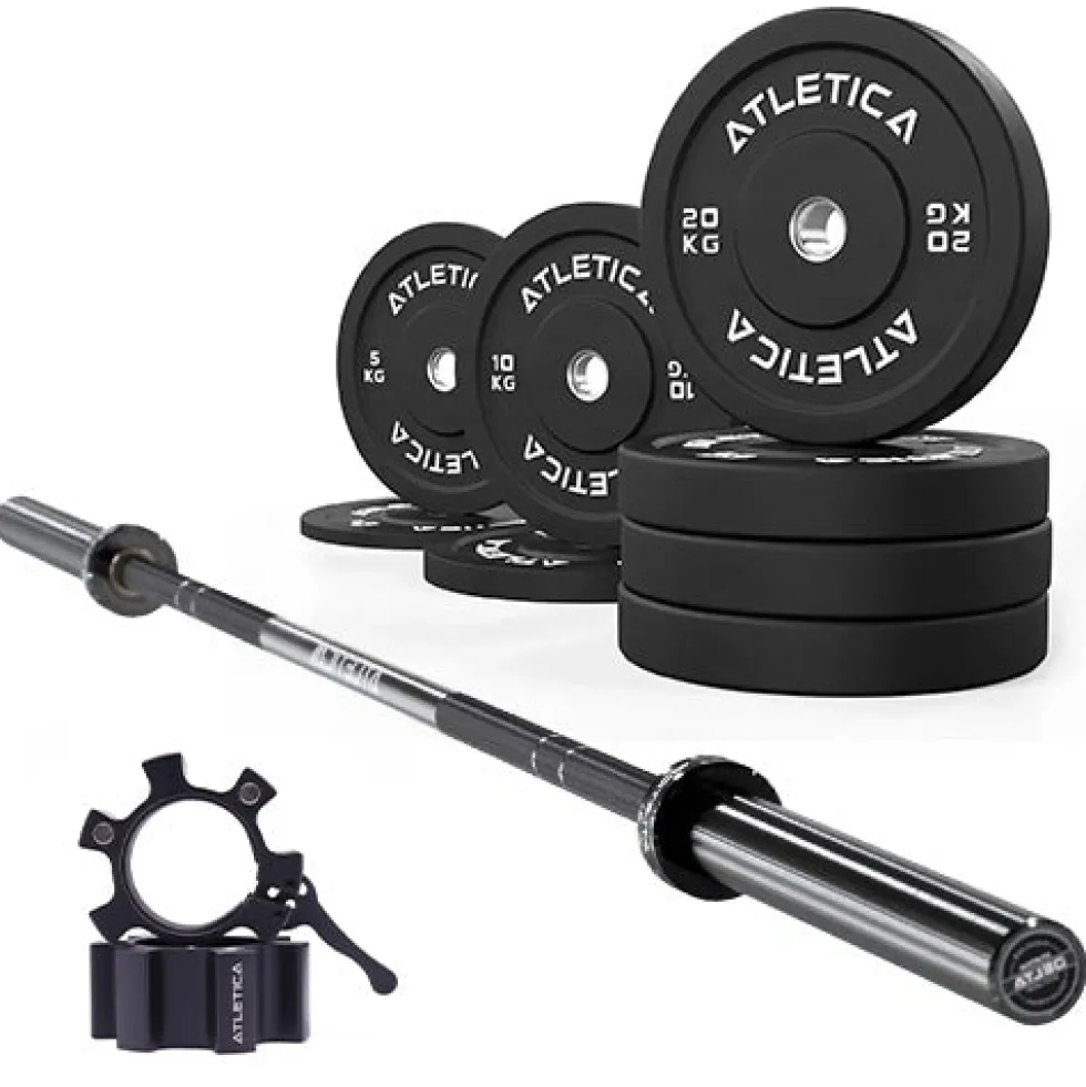 Langhantel SET Delta Triple Black | 110kg Bumper Plates Schwarz | Alu Verschlüsse