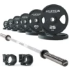 Langhantel Set Delta White I 2H Gripper Plates 155 kg I Kautschuk Verschlüsse
