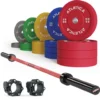 Langhantel Set Gamma Red I Color Bumper Plate Set 300kg I Pro Collars