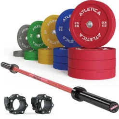 Langhantel Set Gamma Red I Color Bumper Plate Set 300kg I Pro Collars