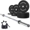 Langhantel SET Omega | Bumper Plates SET Schwarz 90kg | Aluminium Verschlüsse