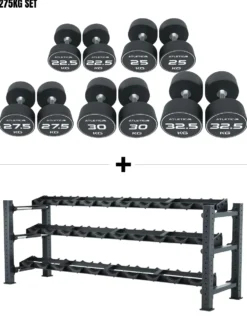 Mammoth Set L | Premium Kurzhantelregal & PU Rundhanteln 22.5 - 32.5kg