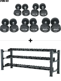 Mammoth Set M | Premium Kurzhantelregal & PU Rundhanteln 10 - 20kg