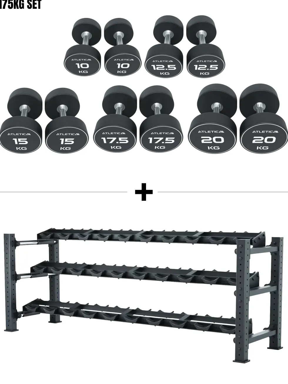 Mammoth Set M | Premium Kurzhantelregal & PU Rundhanteln 10 - 20kg