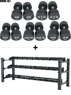 Mammoth Set XL | Premium Kurzhantelregal & PU Rundhanteln 35 - 45kg