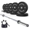Omega Langhantel | Bumper Plates Schwarz 150kg | Aluminium Verschlüsse