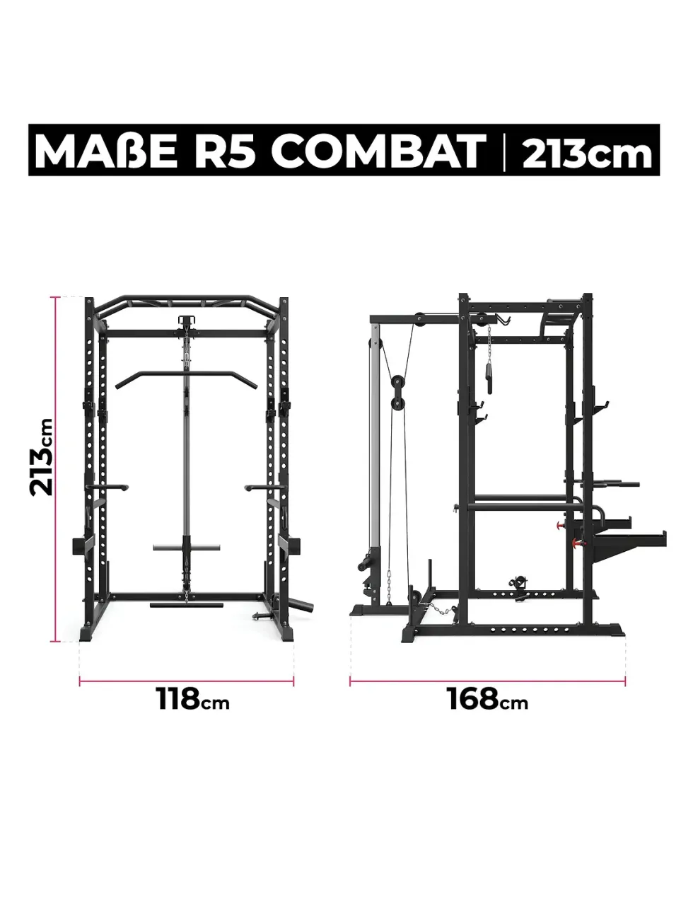 R5 Combat | Power Rack | Latzug- & Rudereinheit | 213cm