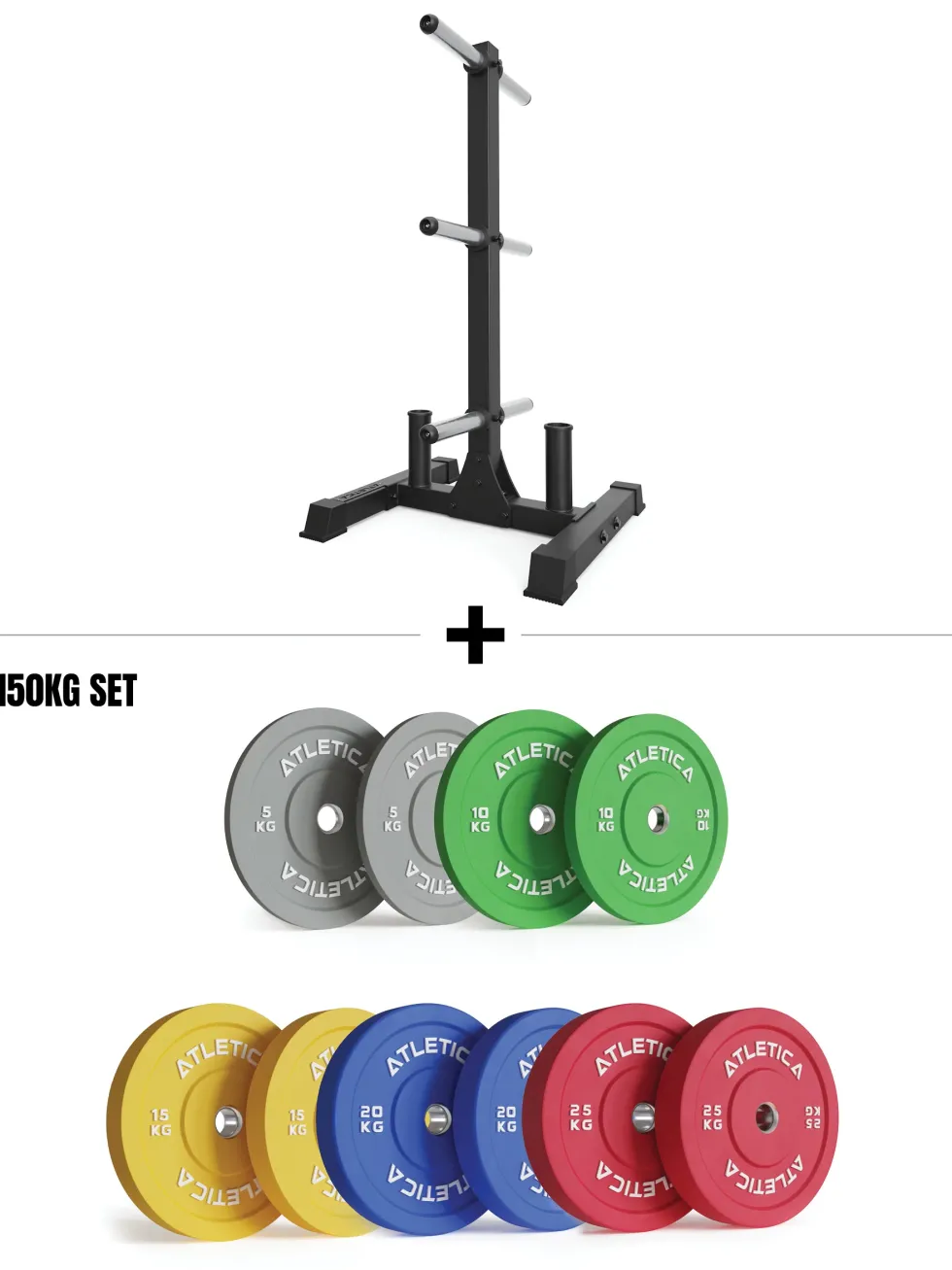 Rhino Vibe Set I 150kg Color Bumper Plates & Rhino Hantelscheibenablage